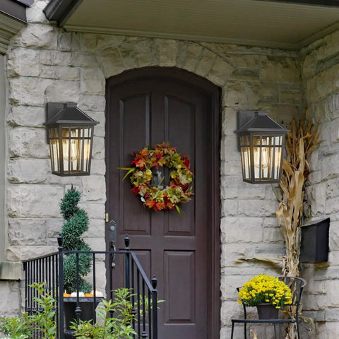 Outdoor Sconce Lights Wall Fixtures For Front Porch And Patio Yard With Glass Panels Aluminum Exterior Lanterns Waterproof Weatherproof And Rust Resistant Build No Fuss Install 2 Pack Black illuminating porch