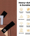 Rugged Workhorse 18 Oz Canvas Tarp For Jobsites And Outdoor Use, Waterproof And UV Resistant, features and durability icons.