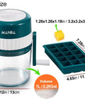Portable Ice Shaver And Snow Cone Machine With Free Ice Cube Trays, Quick Ice Crusher For Fluffy Snow Cone Shaved Ice, Stainless Steel Components, BPA Free, Party Ready For Margaritas Or Slushies At Home next to dimensions