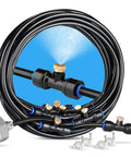 Outdoor Misting System For Patio And Garden, 26Ft Flexible Tubing With 7 Brass Nozzles All 3/4 Inch Brass Adapter, Leak Proof