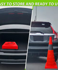 Collapsible 28 Inch Traffic Cones 4 Pack Pro Grade Pop Up Safety Road Markers For Training Parking Lot And Driving Practice