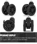 Universal Luggage Replacement Wheels With Brake System 360 Swivel For Travel Suitcases Silent 55mm Wheels shown in 4 views