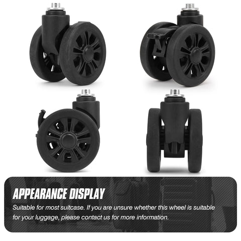 Universal Luggage Replacement Wheels With Brake System 360 Swivel For Travel Suitcases Silent 55mm Wheels shown in 4 views