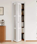 Bifold Closet Doors 24x80 Set With 3 Lite Tempered Frosted Glass And Sliding Hardware Kit installed in a pantry space