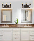 Bathroom with Industrial Three Light Vanity Fixture With Seeded Glass Shades 18.9 Inch Rustic Farmhouse Vibe Wall Sconce
