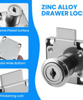 Heavy Duty Zinc Alloy Drawer Lock With Chrome Finish And Matching Screws, showcasing chrome plated surface and solid wide bottom.