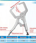 Six Inch Locking C Clamps Heavy Duty Welding Table Clamp Rotating Screw Grip Tough Carpentry Metal Auto Repair Knock Out Projects No Sweat Setup Workhorse Ten Pack with adjustable swivel screw and ergonomic handle.