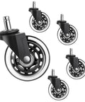 Heavy Duty Office Chair Wheels Pack Of 5 Black 7 Sixteenths By 7 Eighths Inch Smooth Silent Rolling For Hard Floors And Carpets Scratch Free Replacement For Long Lasting Use
