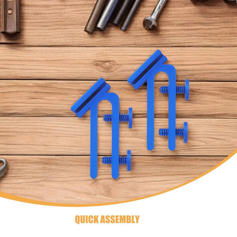 Adjustable Abs Hose Holder Clamps for Bucket and Garden Hose Storage 2 Pc Set Quick Assembly on wooden background