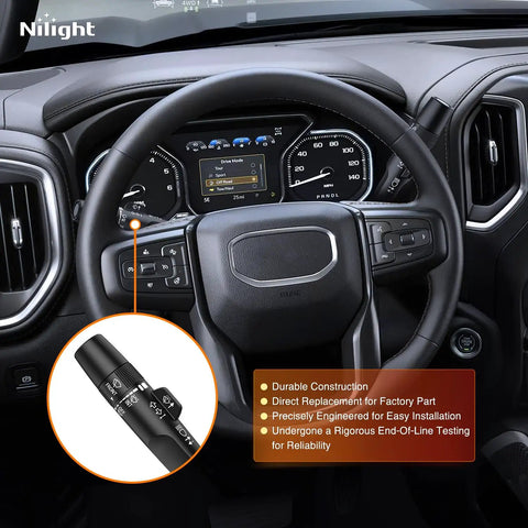 Turn Signal Switch For Chevy Silverado And GMC Sierra 2014 2019 In Dash Replacement Lever With Easy Install And Plug And Play Built To Last For Everyday Hauls, black steering column switch in GMC truck dashboard