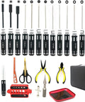 All In One 23 In 1 RC Tool Kit With Screwdriver Set Pliers Hex Sleeve Wrenches Sockets displayed with case and tools