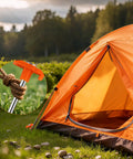 Eight Pack Tent Stakes, Heavy Duty Galvanized Rustproof Ground Anchors For Canopies securing an orange tent