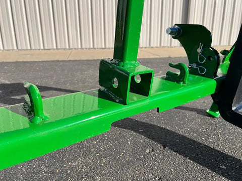 Detailed view of No Hassle Dual Mount Tractor Pallet Forks For Front Loader And Three Point Hitch featuring solid connection points.