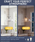 kudos 11 Inch Brushed Nickel Clear Striped Pendant Light, KDPL13-BN-C showing light on and off in a kitchen setting.