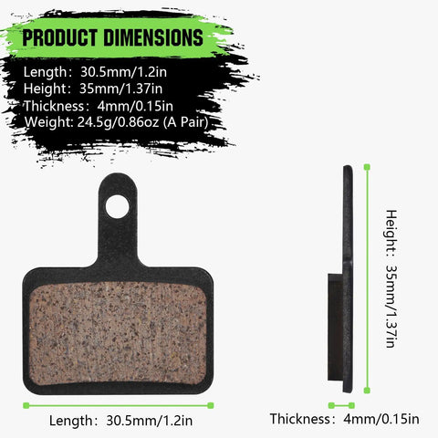 Four Pack Ceramic Bicycle Disc Brake Pads For Disc Brakes Replacement For Shimano Deore Tektro And TRP Models with dimensions info