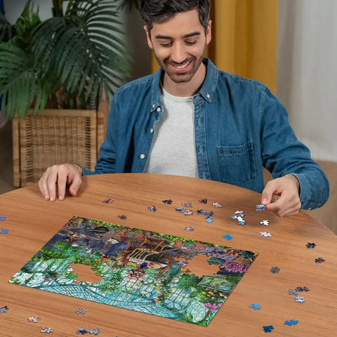 Greenhouse Mornings 500 Piece Jigsaw Puzzle For Adults Featuring Parrots Among Palms In A Sunlit Conservatory, A Bright, Relaxing Brain Teaser For Cozy Nights And Weekend Kickbacks