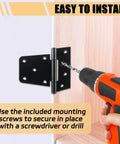 Installation of 8 Pack Heavy Duty Gate Hinges 3.5 Inch Black Iron For Barn Doors Fences Gates Screws Included with orange drill