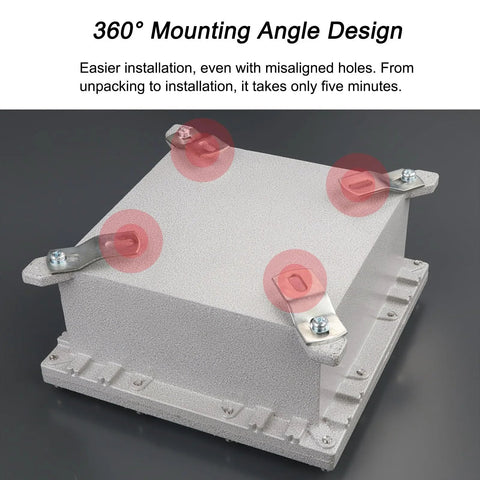 Outdoor IP66 explosion-proof junction box with cast aluminum housing and mounting plate