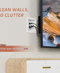 Slick In-Wall Cable Management Kit With Brush Plate For Taming Messy Wires Behind TV Screens, recessed outlet box installation behind mounted TV.