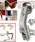 Premium 135 Degree Corner Cabinet Door Hinges With Soft Close, metal hardware with screws, installation diagram visible.