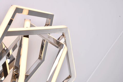 Close-up of Super Clean Chrome Finish And Bright White Panels Super Sleek Led Wall Sconce, modern design with warm 3000k glow.