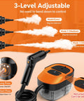 3-Level adjustable settings on Heavy Duty Handheld Steam Cleaner delivers steam control without bending down.