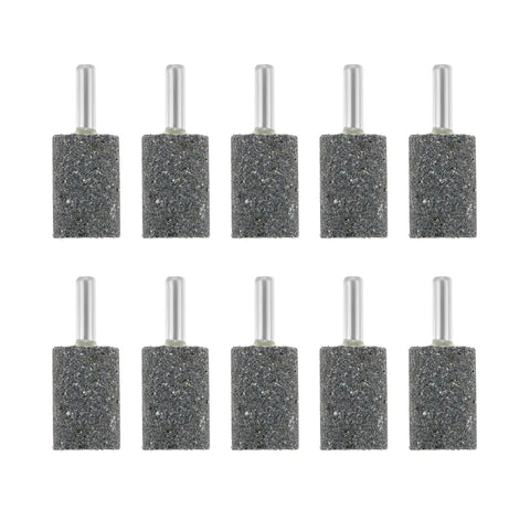 Ten Pcs 20 Millimeter Aluminum Oxide Mounted Grinding Stones Rotary Grinding Bits With One Quarter Inch Shank For Electric Rotary Tools And Drill Grinders For Home Or Workshop Use.