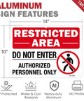 Built Like A Tank Restricted Area Sign Do Not Enter Authorized Personnel Only 14 X 10 Inch rust proof aluminum sign with symbols.
