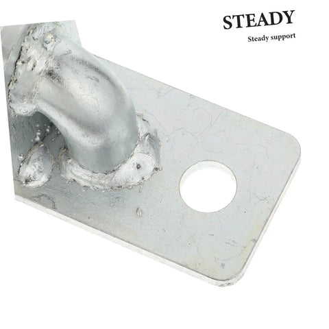 Heavy Duty Wall Mount Gate Hinges Set, 4 Pieces, Steel Construction, Twelve Point Seven Millimeter Hole, Weatherproof Outdoor Barn Door And Fence Hardware, Quiet Operation, Rust Resistant, For Smooth Gate Swing steel hinge plate close-up