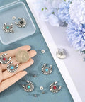 Knockout Western Horseshoe Screw Back Conchos 19mm Turquoise Gemstone Alloy Rivets arrangement with quarter for scale.