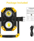 6000 Lumen Magnetic Base Work Light With 360 Degree Rotation And 7000K Warm LEDs, USB cable, and manual included