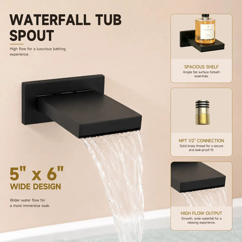 Top Shelf Heavy Duty All Metal Shower System With Tub Spout And Matte Black Finish Featuring Rock Solid 10 Inch Rain Head And Handheld Sprayer Built With Durable Valve