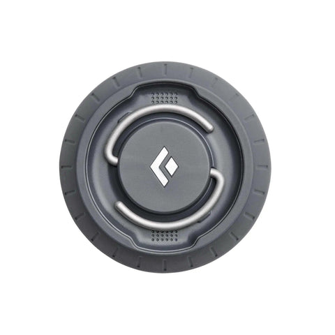 Top view of Moji Lantern 100 Lumen Camp Light With Diffused LED Output, compact round design, graphite finish
