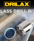 Drilax 1-inch diamond glass drill bit, front view on packaging