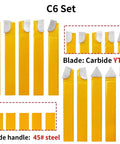 C6 set from 20 Piece Half Inch Carbide Tipped Cutter Tool Bit Set for Metal Lathe Tooling with AR8 AL8 BR8 BL8 E8 C8 Bits