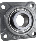One And Three Quarter Inch Four Bolt Flange Bearing With Cam Lock Collar Cast Iron Housing Grease Zerk Bore One And Three Quarter Inch Bolt Hole Span Four Point One Three Three Inches RCJ P4B SXR front view