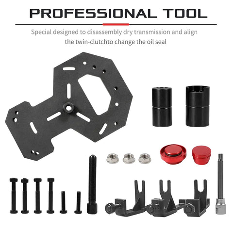 DPS6 Clutch Tool Kit For Volvo And Ford Dry Dual Clutch Transmissions, installer and remover components layout, machined steel