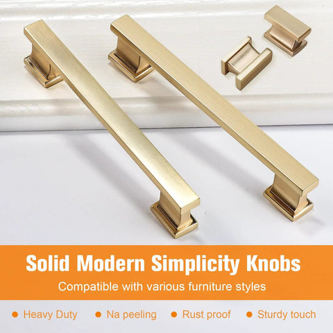 Top Shelf 20 Pack Square Cabinet Knobs Brushed Gold Single Hole Drawer Pulls Solid Zinc Alloy Heavy Duty kitchen cupboard hardware