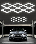8 Hex Diamond LED Garage Light Ultra Bright 20400 Lumens 6500K Natural White Boss Grade Upgrade installed over car