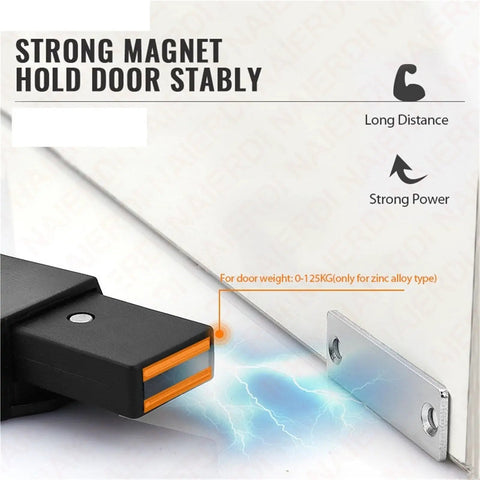 Heavy Duty Magnetic Push Latch for cabinets and doors showing strong magnet with black casing and zinc alloy plate