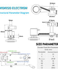 Technical diagram of Aluminum Alloy Rotary Encoder Bracket For 38mm OD Encoders 6mm Shaft Mounting Frame with measurements