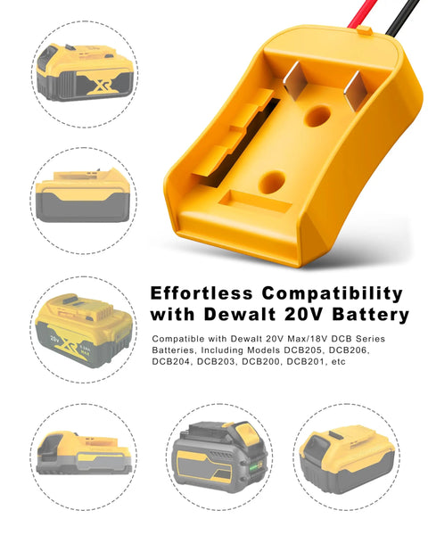 2 Pack 20V Battery Adapter For Power Wheels Battery Conversion Upgrade Kit with Dewalt compatibility and mounting details
