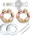 Two Sets Of Galvanized 1 Inch Spindle Castle Nut Kit With Washers And 2.3 Inch Cotter Pins For 1 Inch Trailer Axle EZ Lube Compatible
