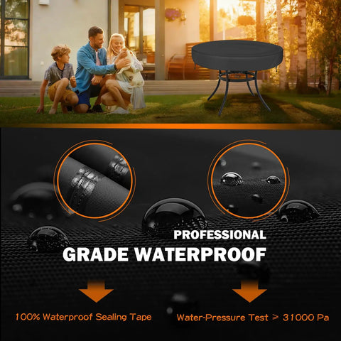 Outdoor Round Table Cover For 40 To 42 Inch Diameter Tables, Waterproof And UV Resistant Patio Shield displayed on patio