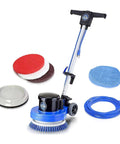 Core 13 Inch Electric Floor Buffer Scrubber And Polisher For All Floor Surfaces Heavy Duty Cleaning Machine with attached pads and cord.