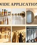 Collage showcasing various uses of 70 Piece Self Drilling Drywall Anchors Kit With Heavy Duty Galvanized Screws for shelves and decor.