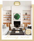 Sleek Dope 12 Inch LED Flush Mount Ceiling Light With Gold Finish And White Glass Shade in stylish living room