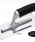 Three Piece Plaster Finishing Trowel Set Pro Grade Polished Stainless Steel With Rubber Grip Handles And Aluminum Shank For Smooth Scratch Free Finishes Beveled Edges Round Corners Plastering Tools, single trowel 200mm with dimensions