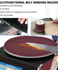 3 In 1 Mini Disc Belt Sander For Wood Metal And Stone With One Point Two By Fifteen Inch Belts And Six Inch Disc Spindle Sander For Curve Grinding Includes Ten Belts And Ten Sandpapers Dope Little 3 In 1 Sander For DIYers sharpening knife