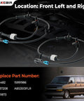 Direct Quick Swap Front Abs Wheel Speed Sensor Pair For Chevy Silverado Tahoe Suburban Avalanche With Snug Harnesses and Zero Brake Drama For Smooth Daily Cruising, showing front left and right sensors.